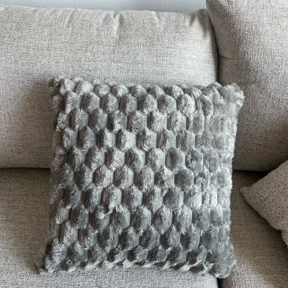 Textured Gray Throw Pillows, Set of 2